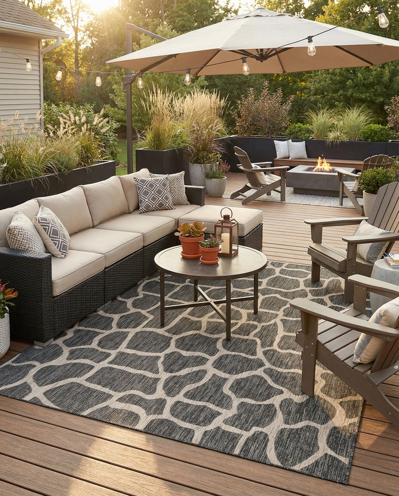 Savannah Escape Collection Area Rug -  Rainforest Rectangle Charcoal Gray  lifestyle 52