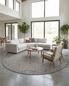 Urban Terrace Collection Area Rug -  Uptown Round Black and White  lifestyle 80