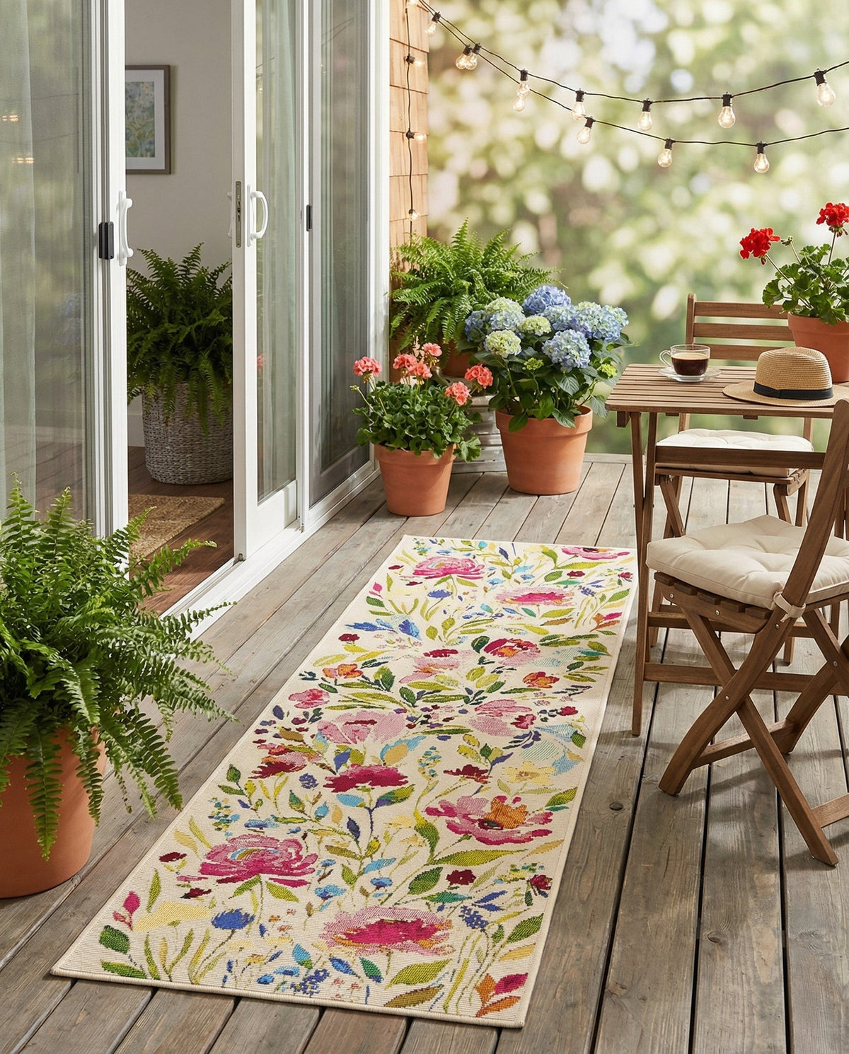 Seaside Blooms Collection Area Rug -  Meadow Runner Multi  lifestyle 110