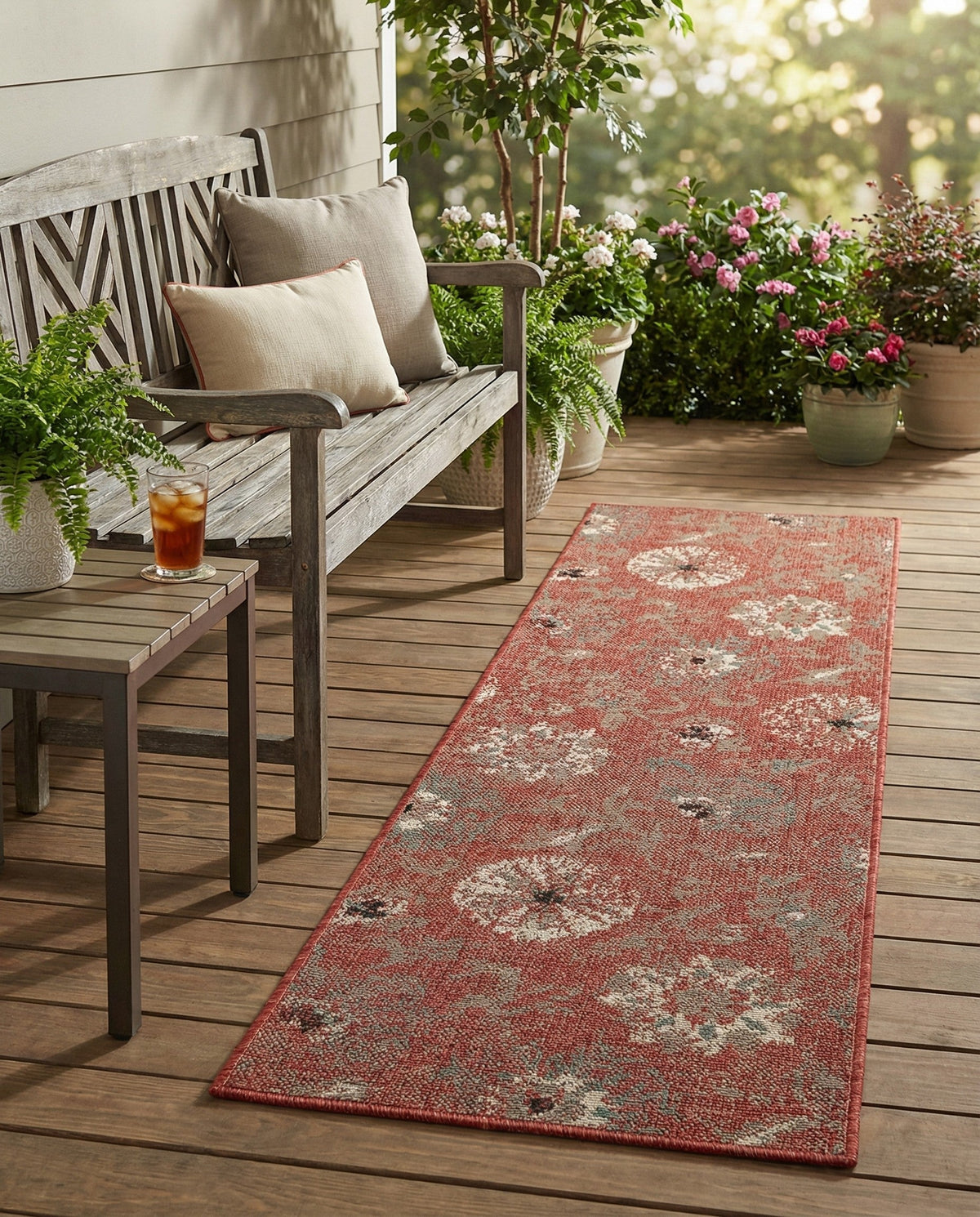 Seaside Blooms Collection Area Rug - Seychelles Runner Terracotta  lifestyle 121