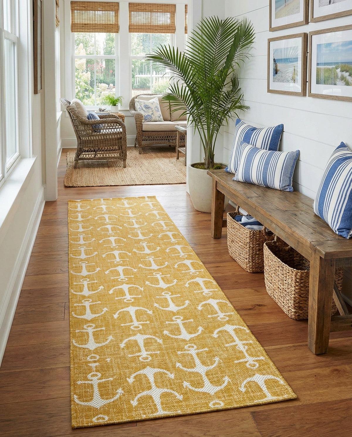 Seaside Haven Rugs Collection Area Rug - Sapphire (Yellow) Runner Yellow  lifestyle 86