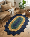 Woven Seaside Jute Collection Area Rug - Coastalhaven (Navy Blue Yellow Green) Oval Navy Blue Yellow Green  lifestyle 30