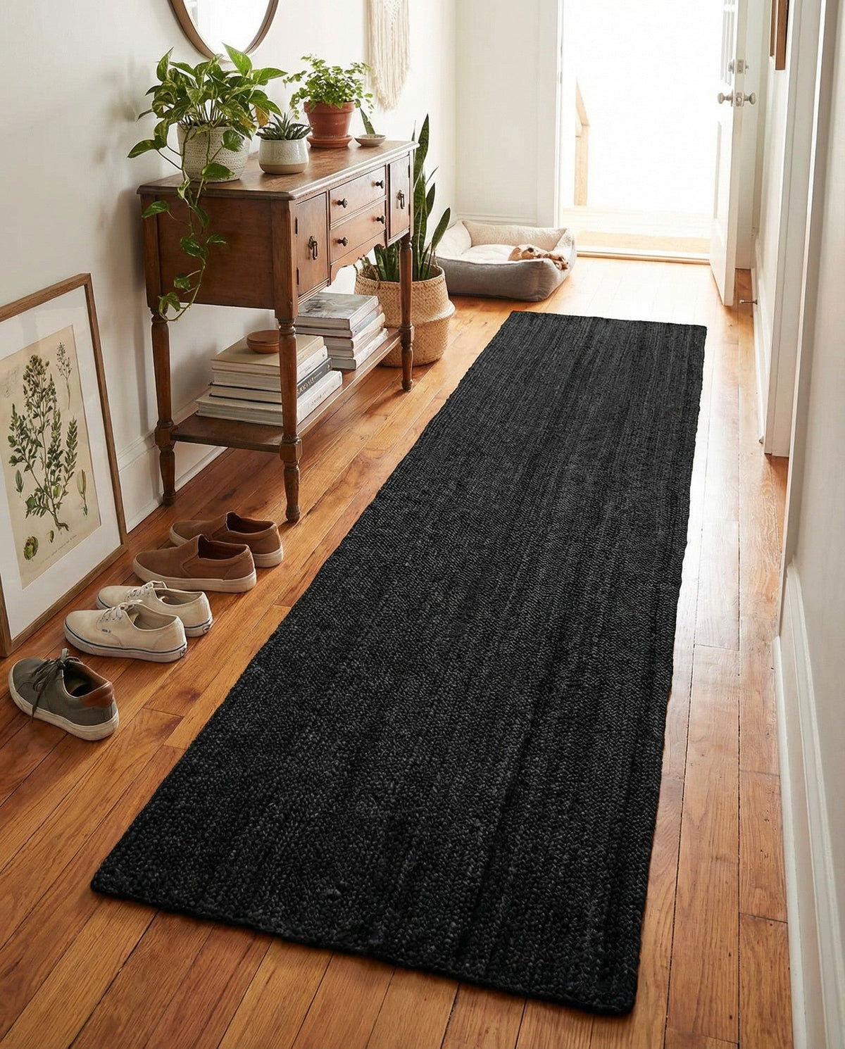 Woven Seaside Jute Collection Area Rug - Martha's Runner Black  lifestyle 86