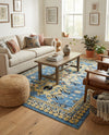 Tabriz Tapestries Collection Area Rug - Azerbaijan (Light Blue) Rectangle Light Blue  lifestyle 14