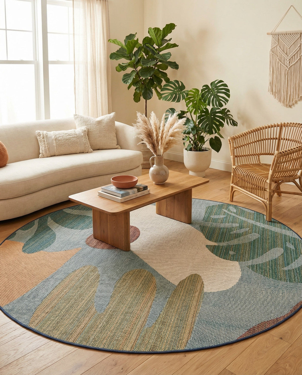 Coastal Terrace Collection Area Rug -  Boardwalk Round Blue  lifestyle 67