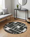 Urban Terrace Collection Area Rug -  Parkside Round Black and White  lifestyle 22