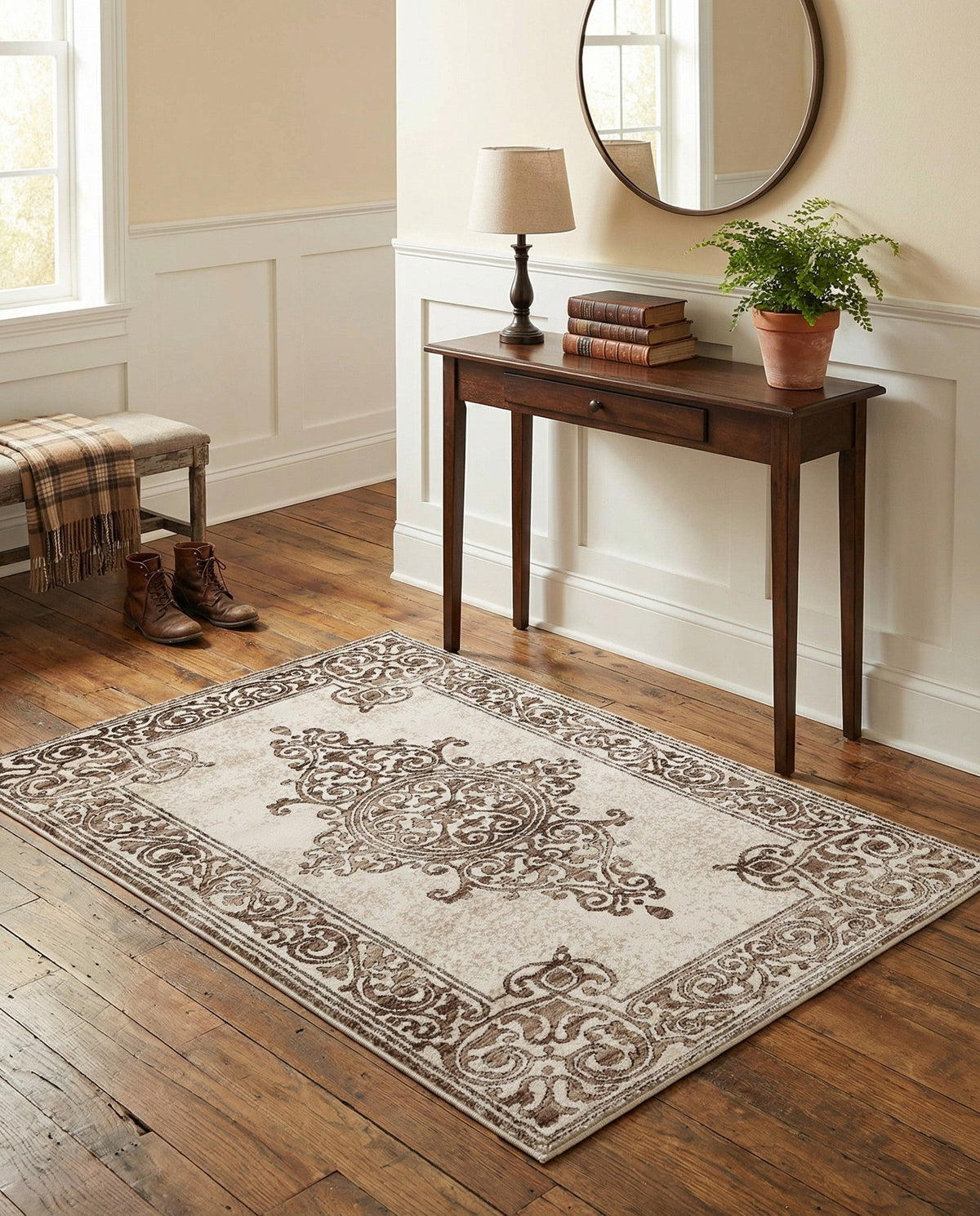 Sanctuary Retreat Collection Area Rug - Haven Rectangle Chocolate Brown  lifestyle 25