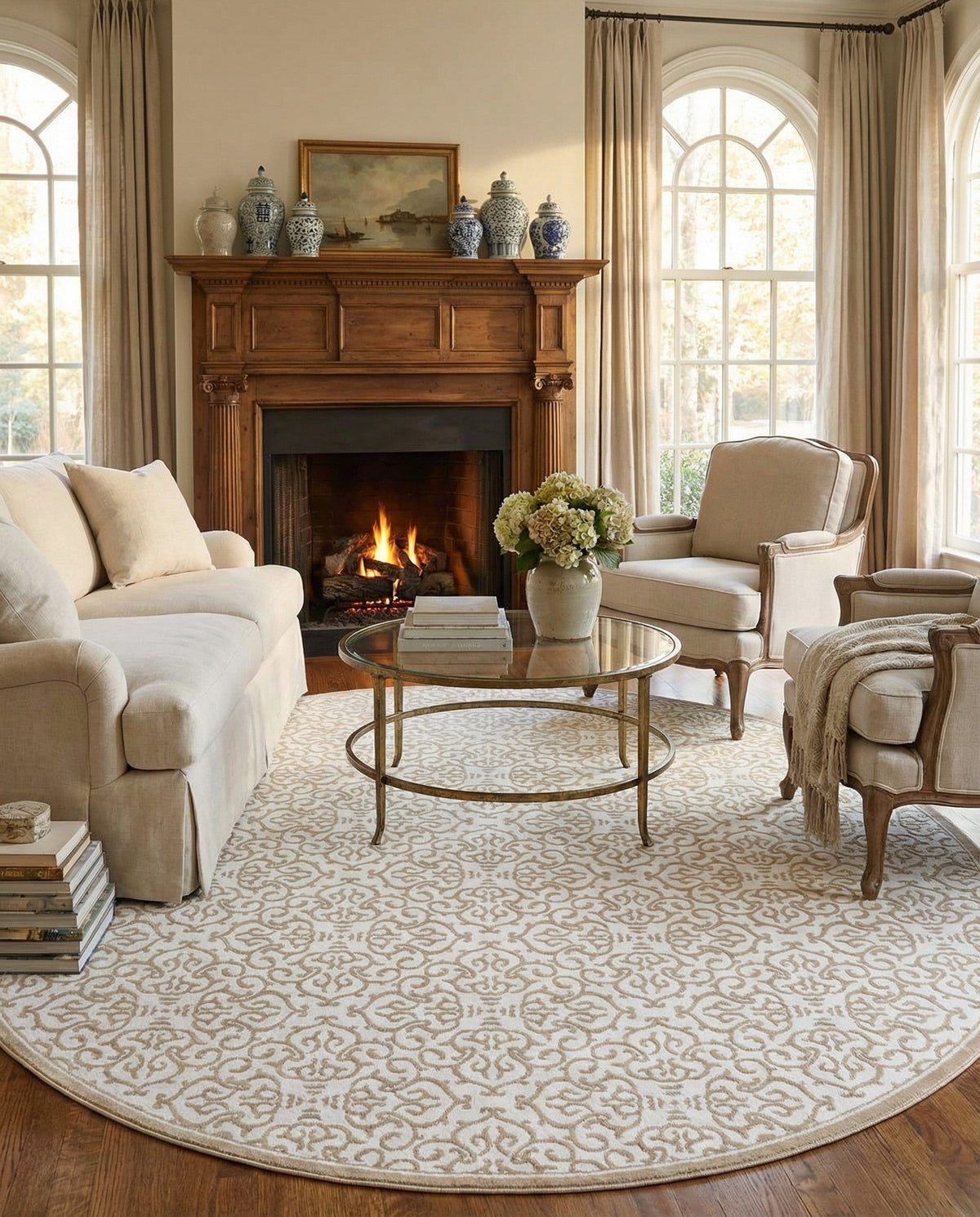Andes Summit Collection Area Rug -  Pichincha Round Snow White  lifestyle 96