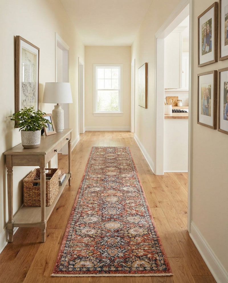 Seville Stripes Collection Area Rug -  Cordoba (Brick Red) Runner Brick Red  lifestyle 81