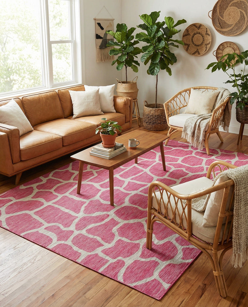 Savannah Escape Collection Area Rug -  Rainforest Rectangle Magenta  lifestyle 61