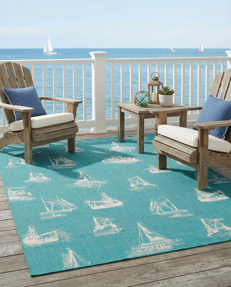 Seaside Haven Rugs Collection Area Rug -  Beachcomber Rectangle Teal  lifestyle 19