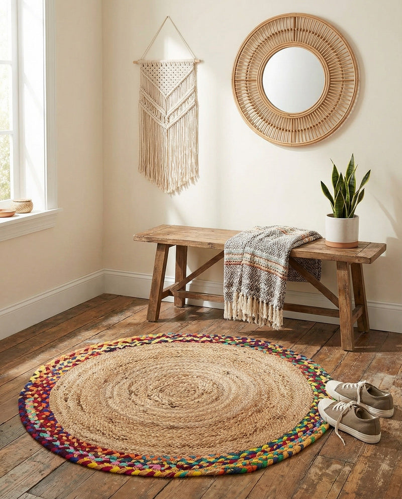 Woven Seaside Jute Collection Area Rug - Seabrook Round Natural  lifestyle 47