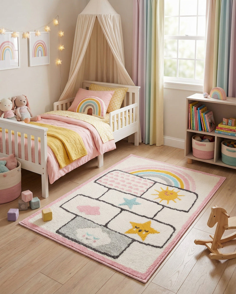 Wonder Tykes Collection Area Rug -  Swirl Rectangle Ivory  lifestyle 9