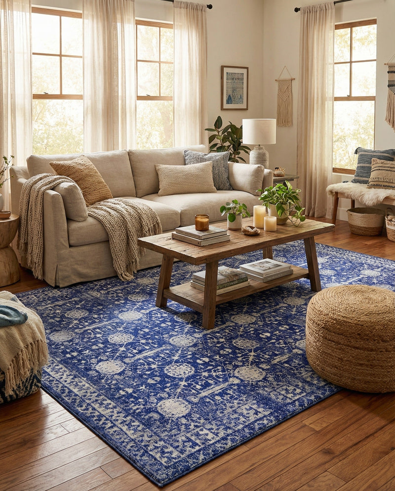 Heritage Elegance Collection Area Rug -  Chatsworth Rectangle Navy Blue  lifestyle 24
