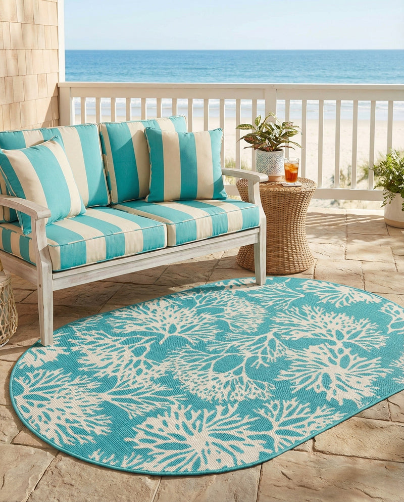 Seaside Haven Rugs Collection Area Rug -  Seaside Oval Teal  lifestyle 58