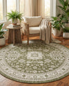 Tribal Terrace Treasures Collection Area Rug -  Incan Isle (Green) Round Green  lifestyle 29