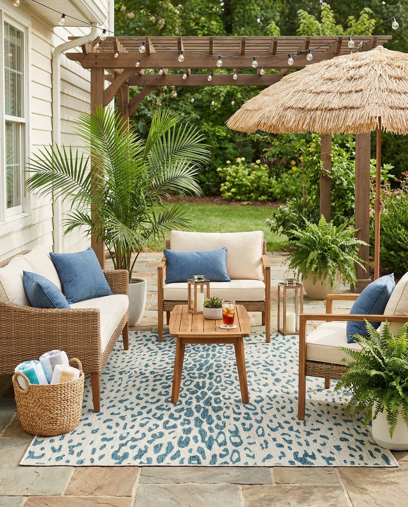 Savannah Escape Collection Area Rug - Serengeti Rectangle Teal  lifestyle 24