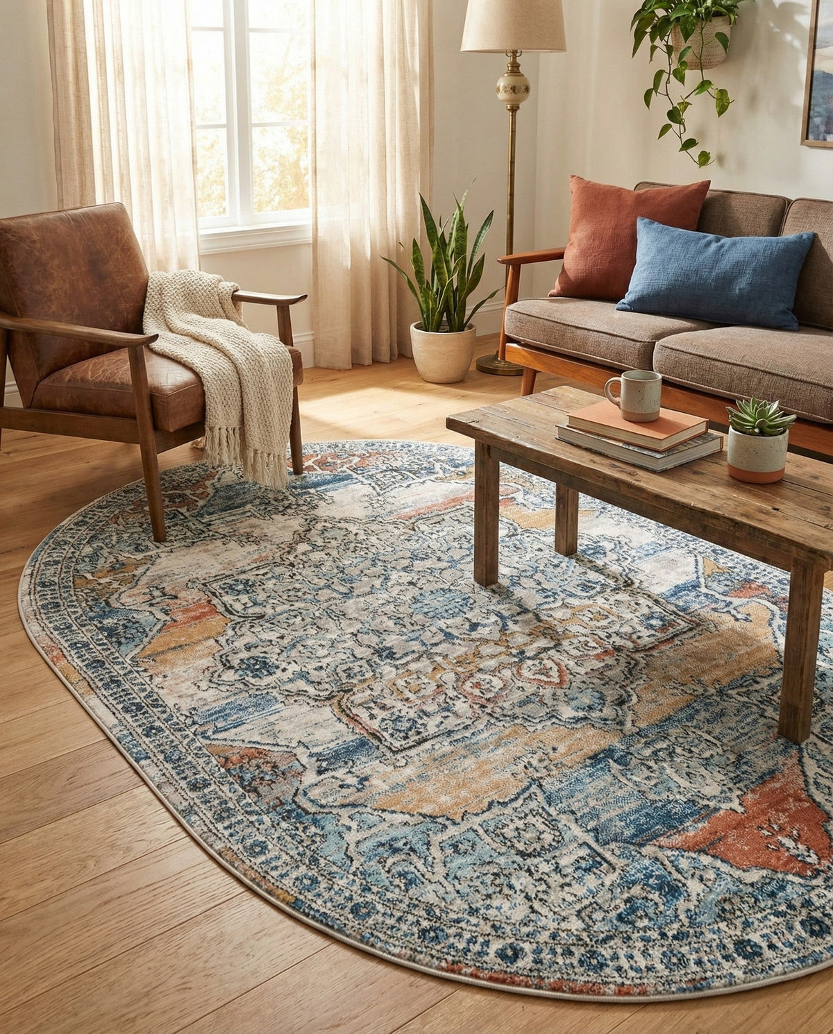 Mykonos Manor Collection Area Rug -  Tinos (Multi) Oval Multi  lifestyle 91