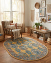 Seville Stripes Collection Area Rug -  Granada (Yellow) Oval Yellow  lifestyle 74