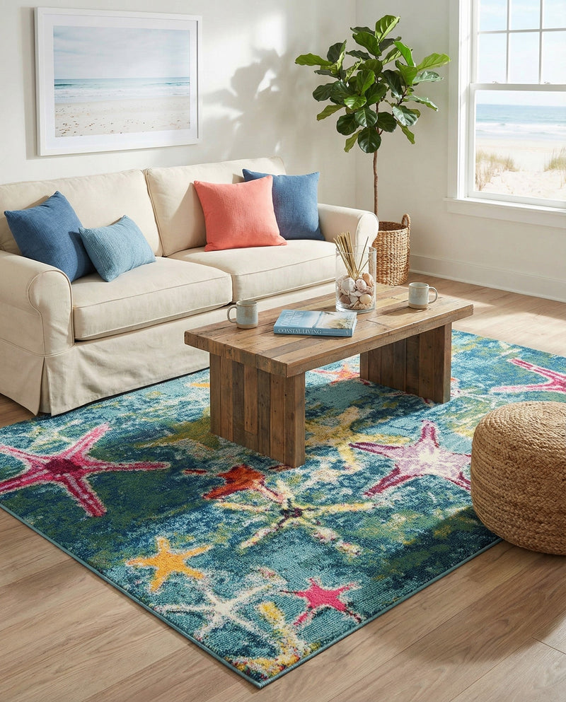 Sorrento Shores Collection Area Rug - Positano Rectangle Navy Blue  lifestyle 34
