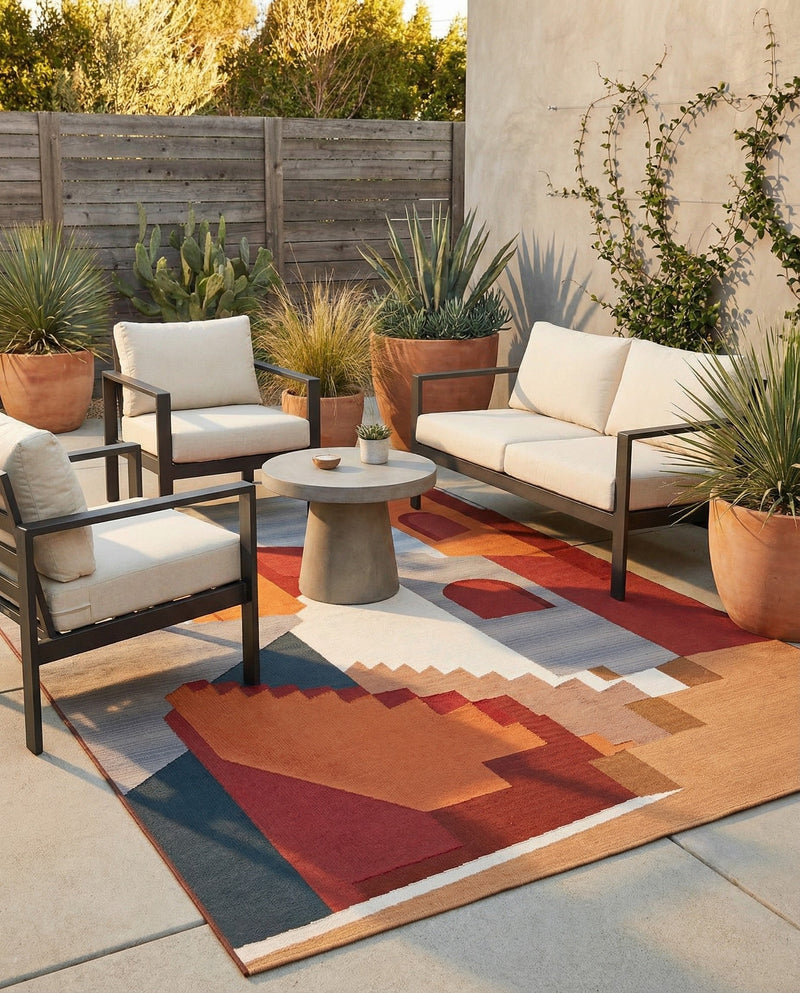 Urban Terrace Collection Area Rug -  Patio Rectangle Multi  lifestyle 4