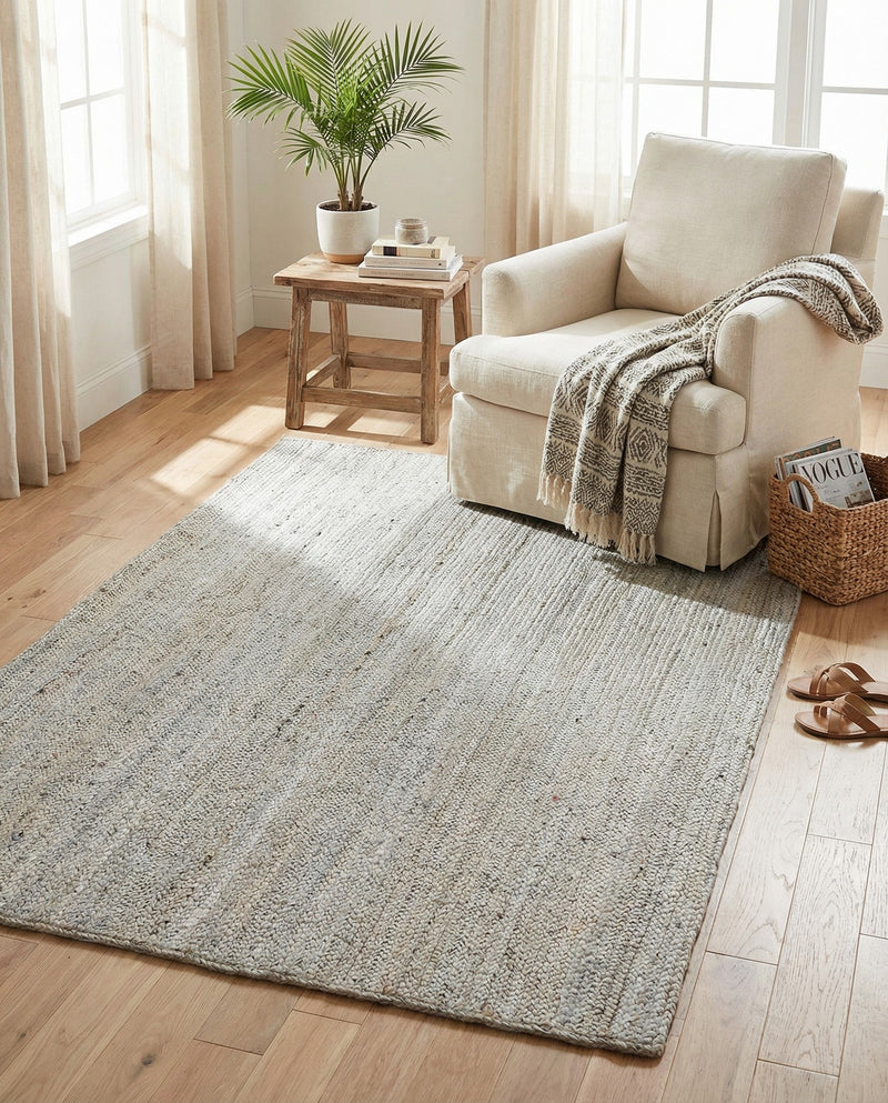 Woven Seaside Jute Collection Area Rug - Savannah (Gray) Rectangle Gray  lifestyle 17