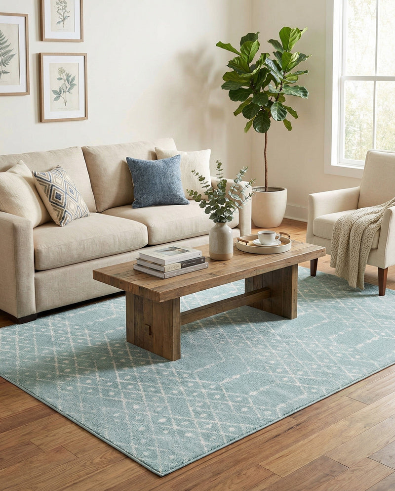 Marrakesh Lattice Collection Area Rug - Casablanca (Aqua) Rectangle Aqua  lifestyle 14