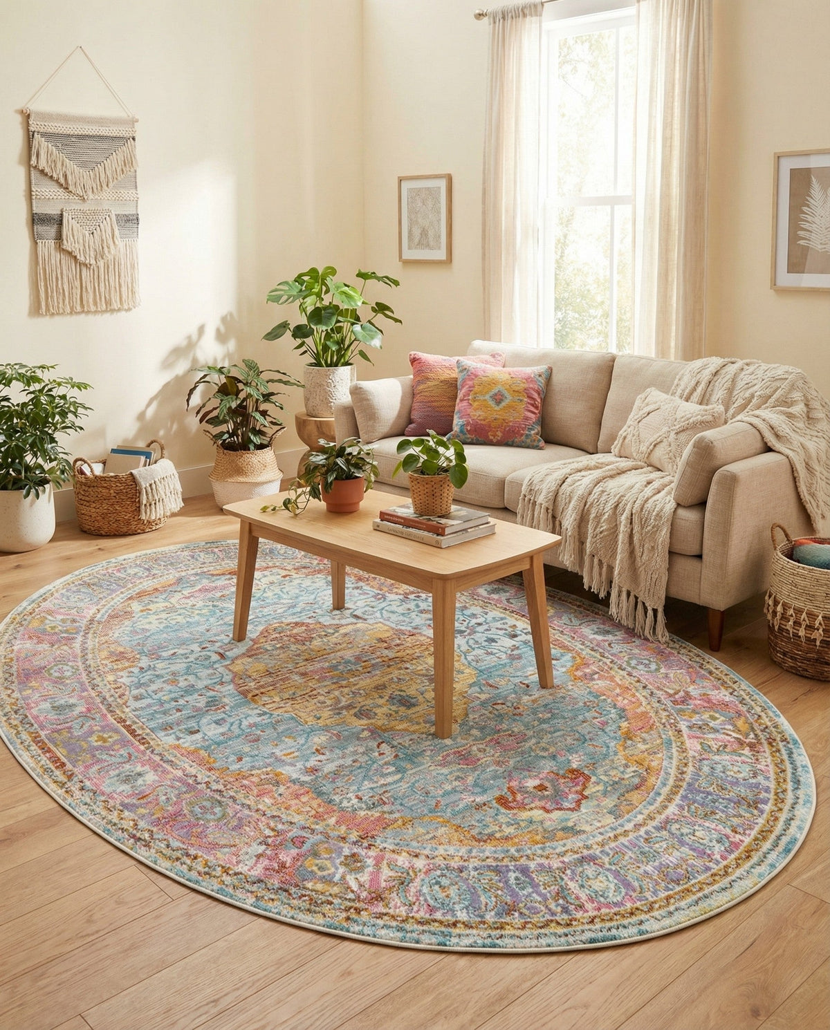 Caribbean Breeze Collection Area Rug -  Vieques Oval Light Blue  lifestyle 170