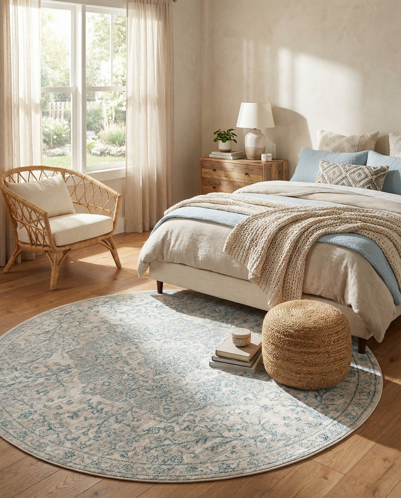 Coastal Haven Collection Area Rug - Seabreeze (Gray) Round Gray  lifestyle 69