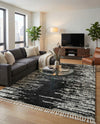 Tranquil Tides Shag Collection Area Rug - Marina Rectangle Black and White  lifestyle 37