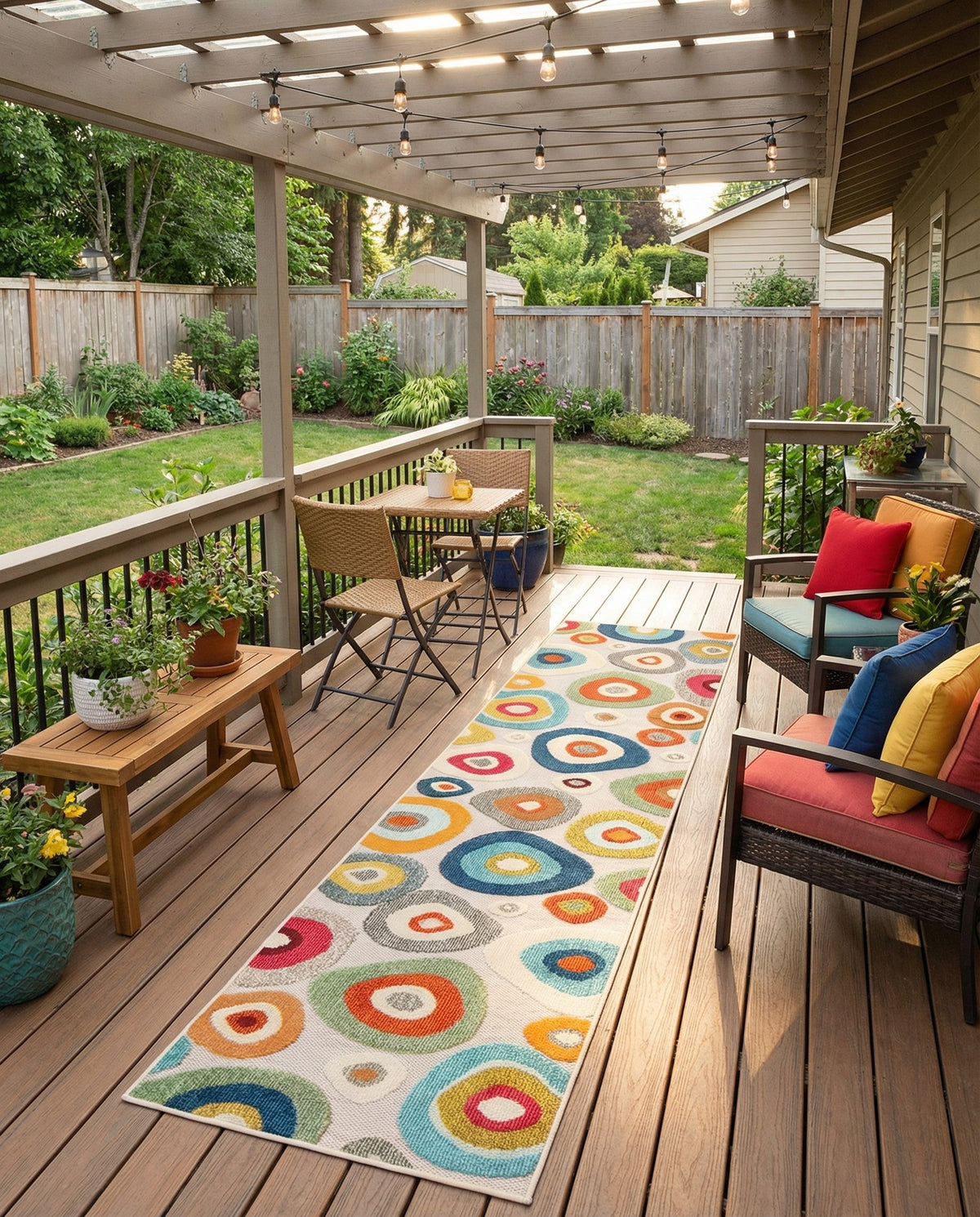 Outdoor Marrakesh Collection Area Rug -  Chefchaouen Runner Multi Beige  lifestyle 159