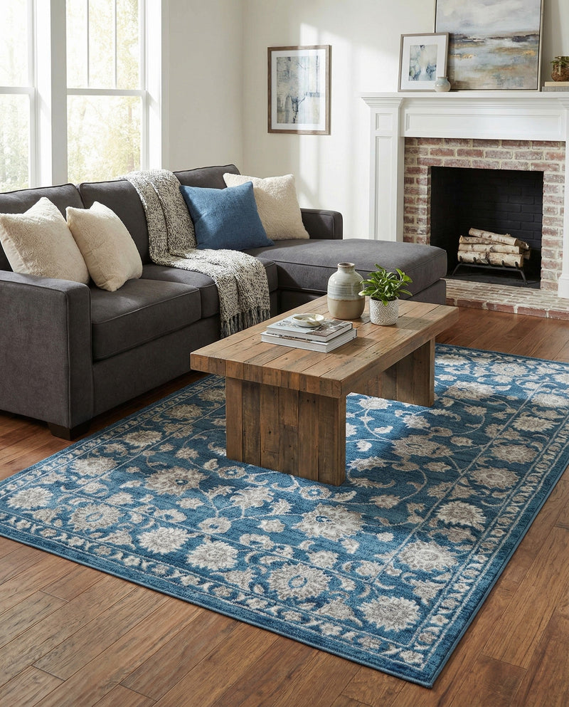 Charleston Elegance Collection Area Rug -  Seaport (Blue) Rectangle Blue  lifestyle 7