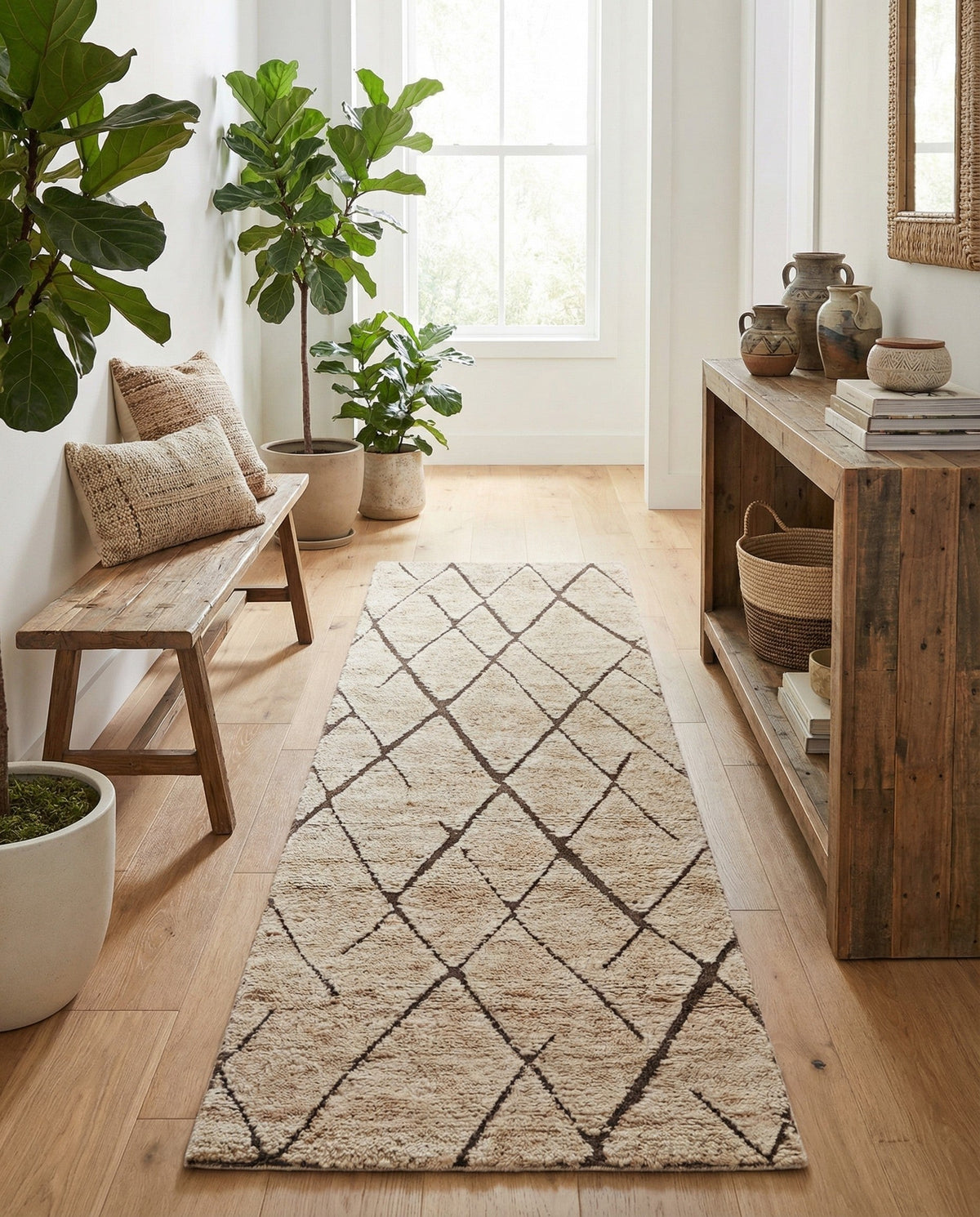 Sahara Berber Wool Collection Area Rug - Marrakesh Runner Camel Brown  lifestyle 143