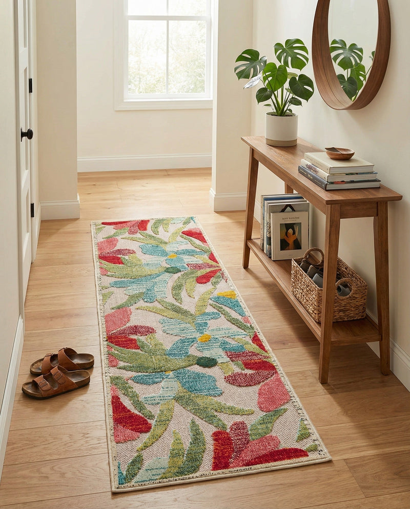 Outdoor Marrakesh Collection Area Rug -  Midelt Runner Multi  lifestyle 63