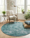 Sahara Essence Collection Area Rug - Oasis (Teal) Round Teal  lifestyle 43