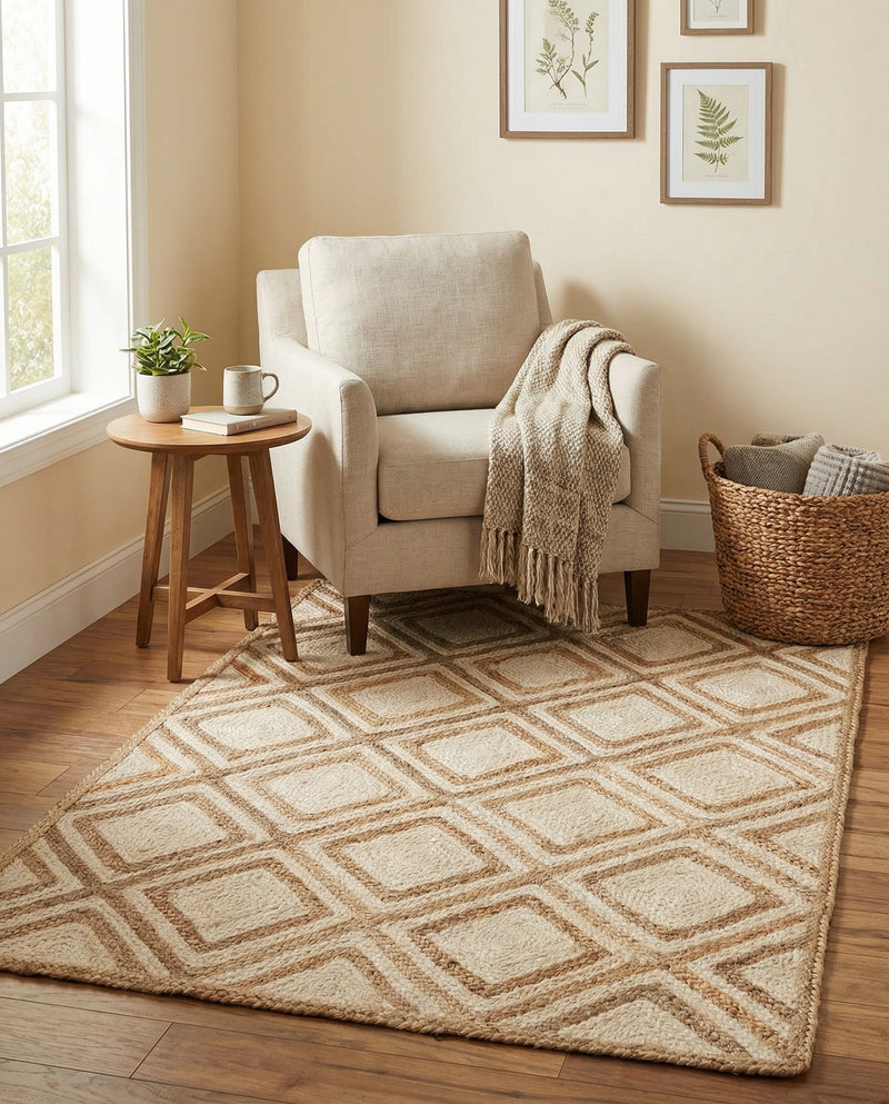 Woven Seaside Jute Collection Area Rug - Marina Rectangle Natural  lifestyle 20