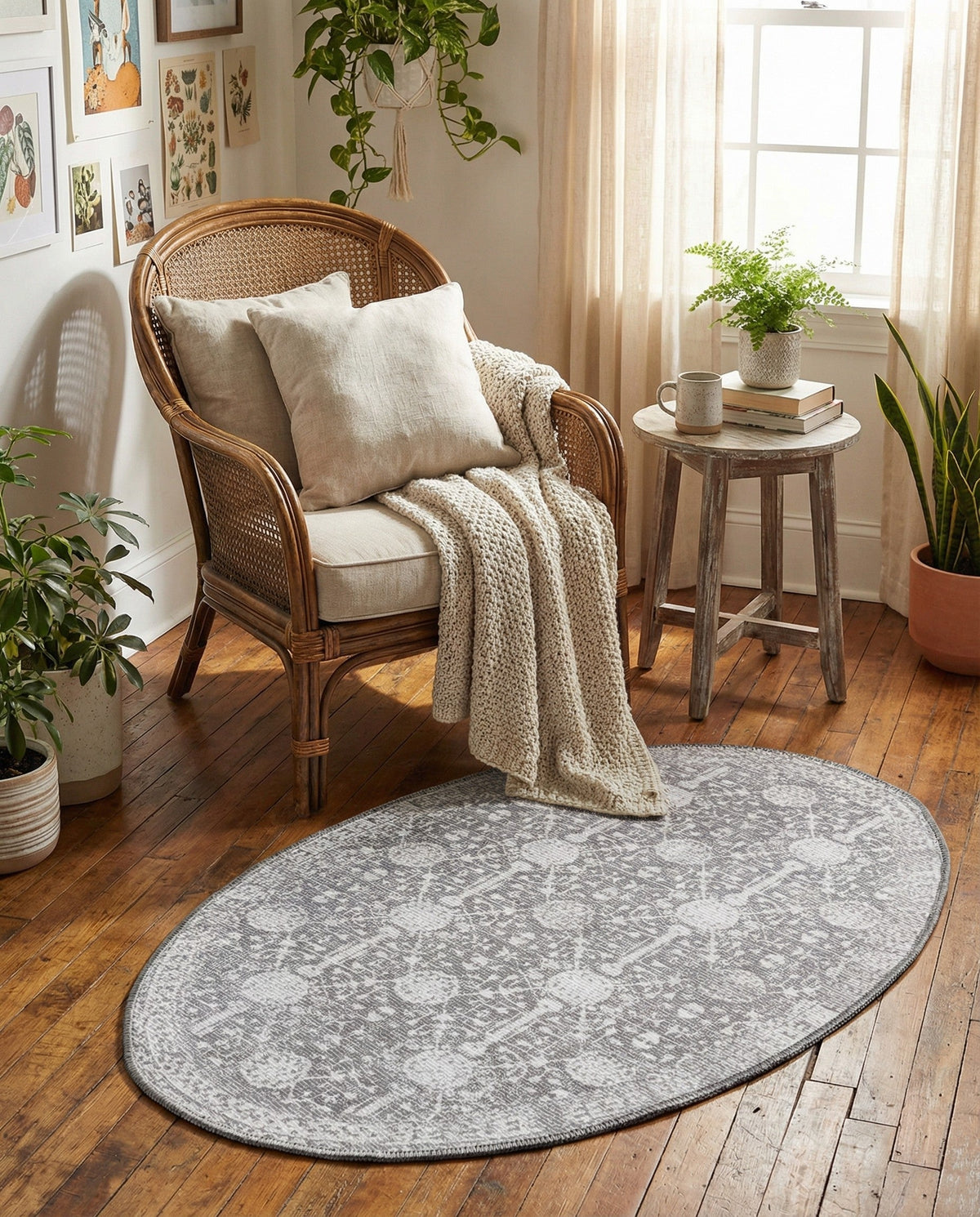 Heritage Elegance Collection Area Rug -  Chatsworth Oval Gray  lifestyle 123