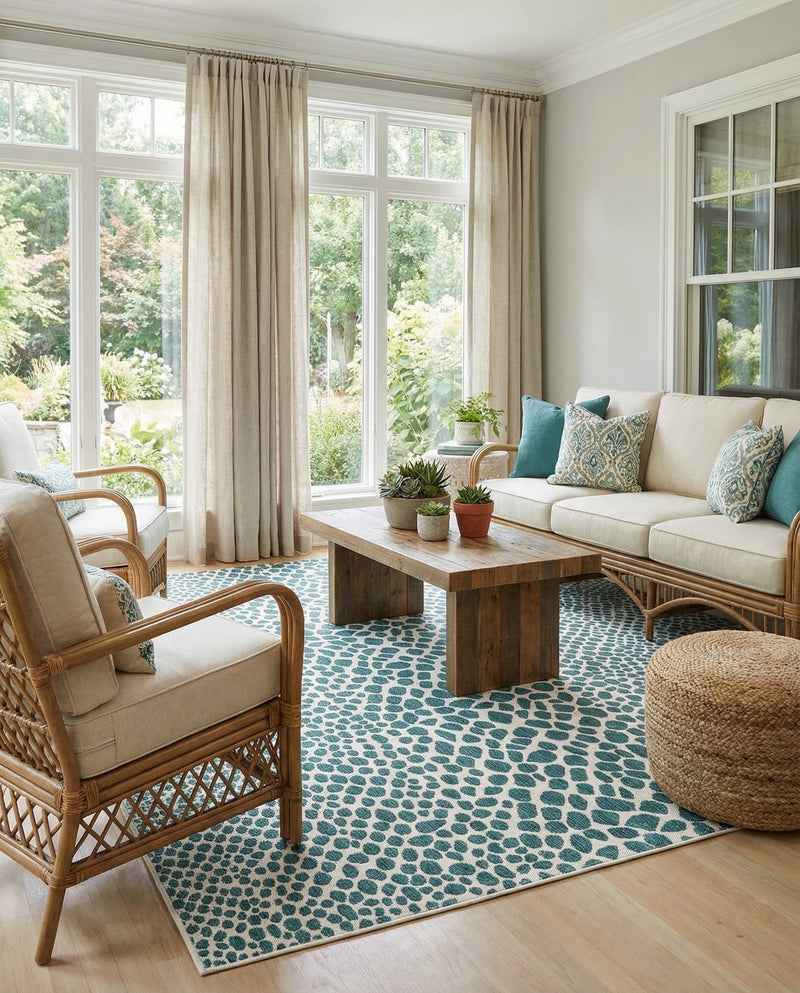 Urban Oasis Rugs Collection Area Rug -  Terrace (Teal) Rectangle Teal  lifestyle 8