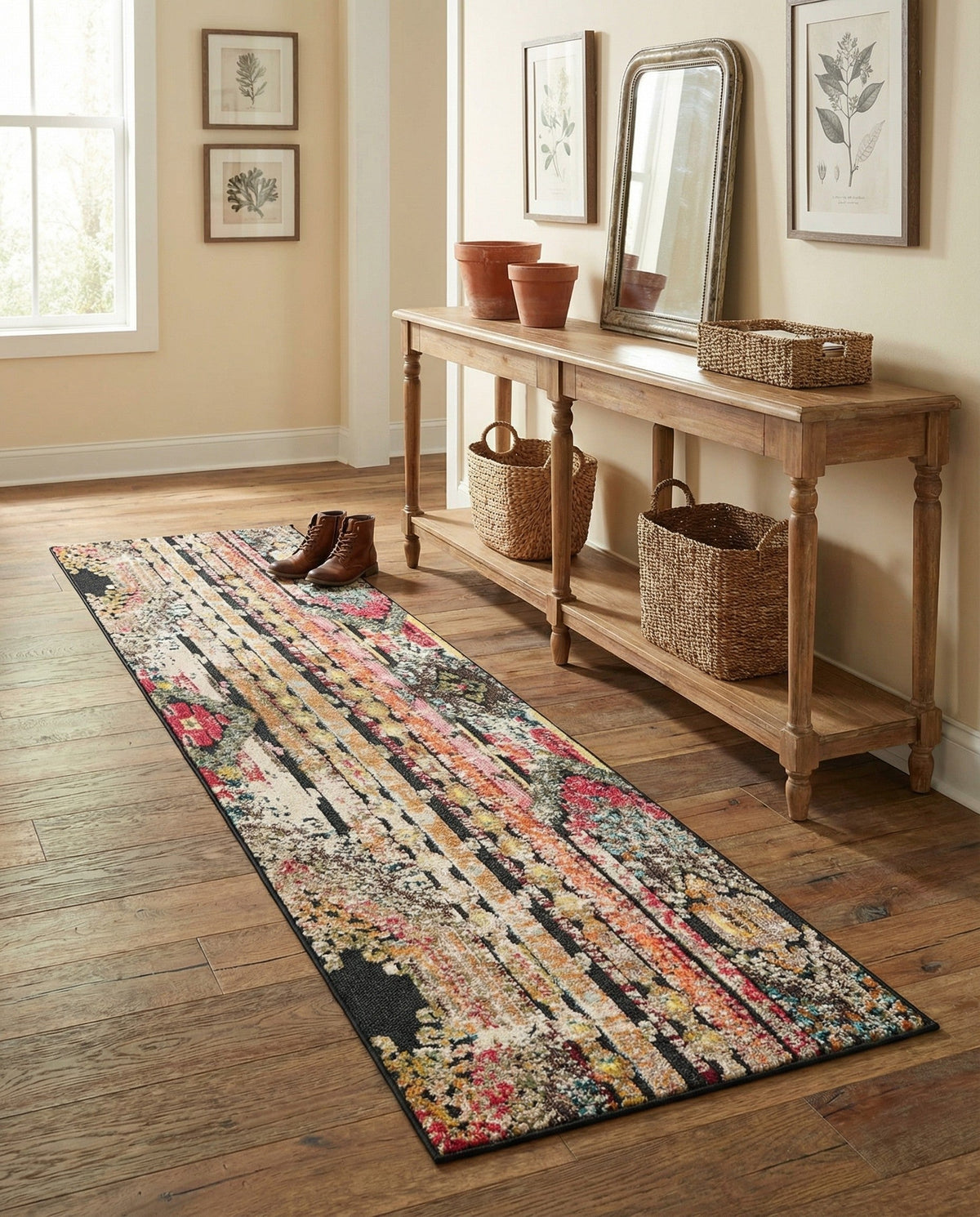 Outdoor Marrakesh Collection Area Rug -  Agadir Runner Multi Black  lifestyle 135