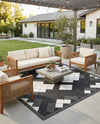 Urban Terrace Collection Area Rug -  Williamsburg Square Black and White  lifestyle 56