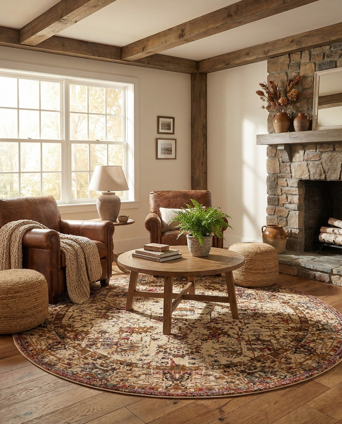 Neptune Elegance Collection Area Rug -  Galatea (Beige Cream) Round Beige Cream  lifestyle 35