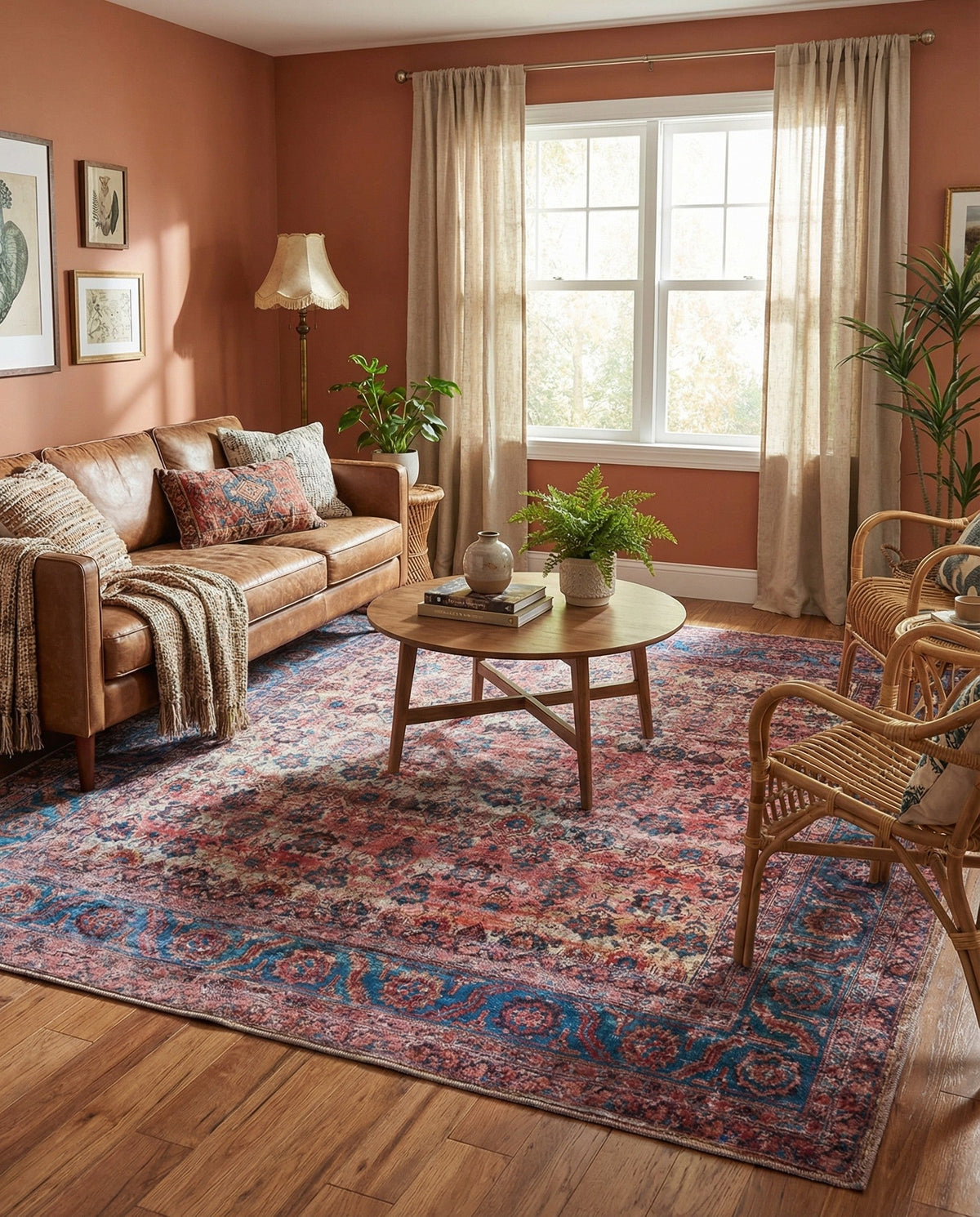 Zahara Oasis Collection Area Rug -  Meknes Square Antique Pink  lifestyle 89