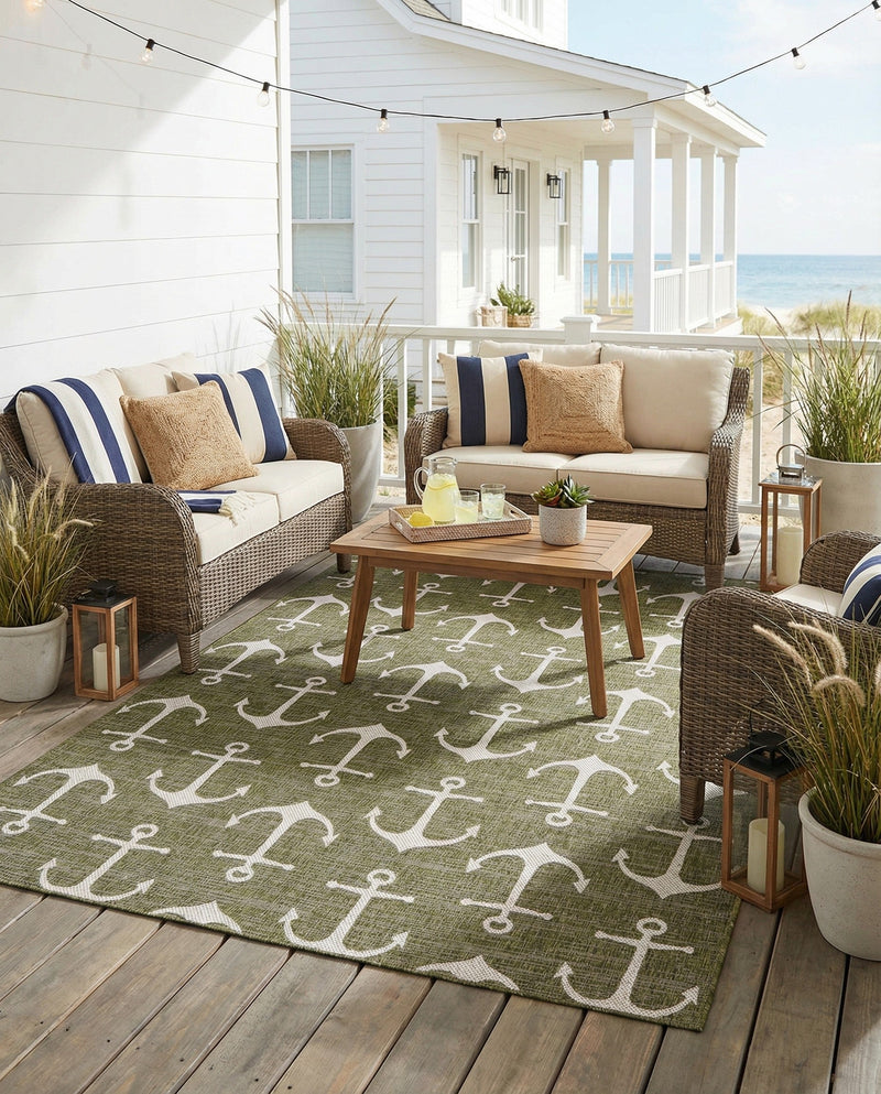 Seaside Haven Rugs Collection Area Rug - Sapphire (Green) Rectangle Green  lifestyle 7