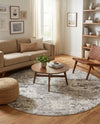 Luminara Sands Collection Area Rug - Elysium (Stone Gray) Round Stone Gray  lifestyle 47
