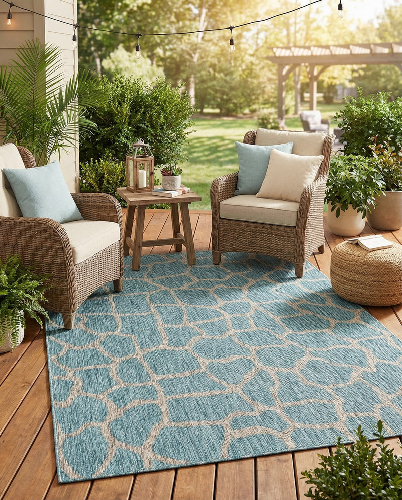Savannah Escape Collection Area Rug -  Rainforest Rectangle Light Aqua  lifestyle 39