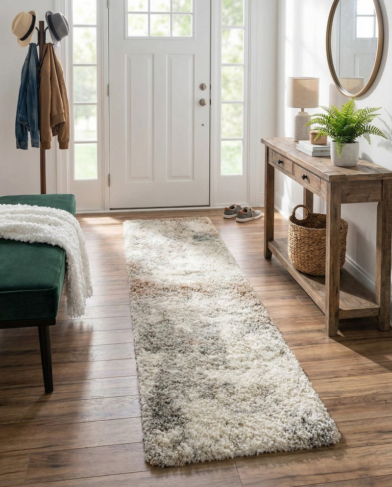 Cozy Haven Shag Collection Area Rug -  Tranquility (Khaki) Runner Khaki  lifestyle 32