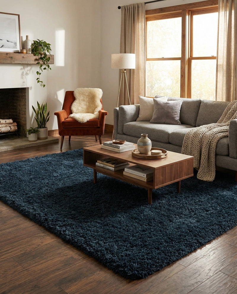 Eternal Plush Oasis Collection Area Rug -  Tranquility (Cobalt) Rectangle Cobalt  lifestyle 8