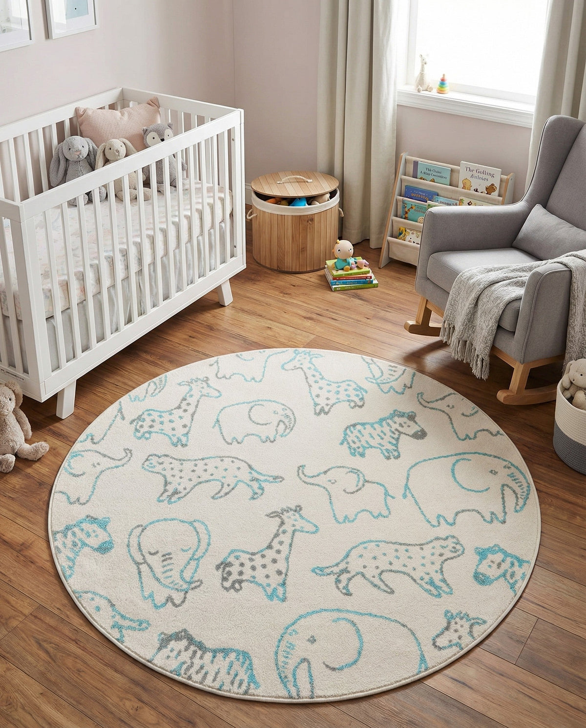 Wonder Tykes Collection Area Rug -  Spectrum Round Ivory  lifestyle 174