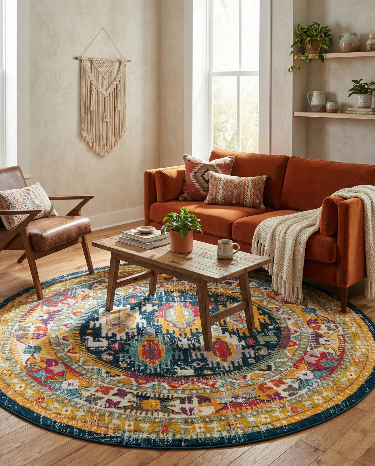 Brighton Terrace Collection Area Rug -  Portslade Round Navy Blue  lifestyle 128