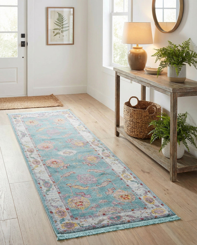 Arcadia Rugs Collection Area Rug - Eden (Aqua and Blue) Runner Aqua and Blue  lifestyle 30